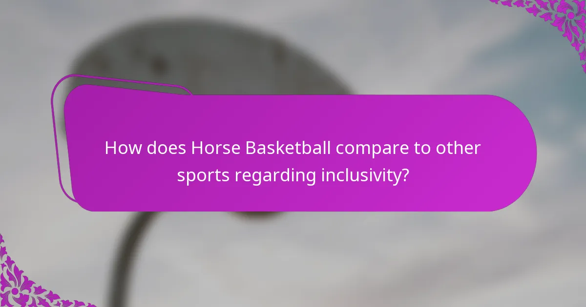 How does Horse Basketball compare to other sports regarding inclusivity?